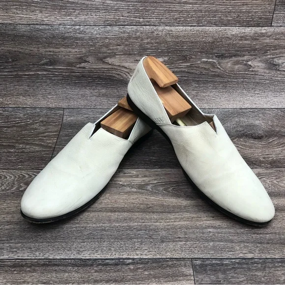 Giorgio Armani Cream Leather Almond Toe Slip On Loafers Men's 44/ US 10.5 - Picture 3 of 15
